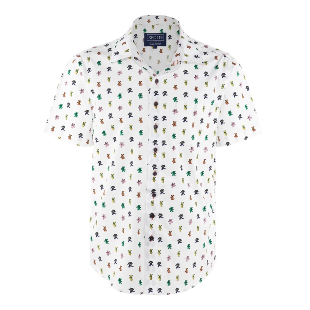 Section 119 NWT Men’s White Dancing Bears Button Down